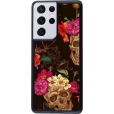 Coque Samsung Galaxy S21 Ultra 5G - Skulls and flowers