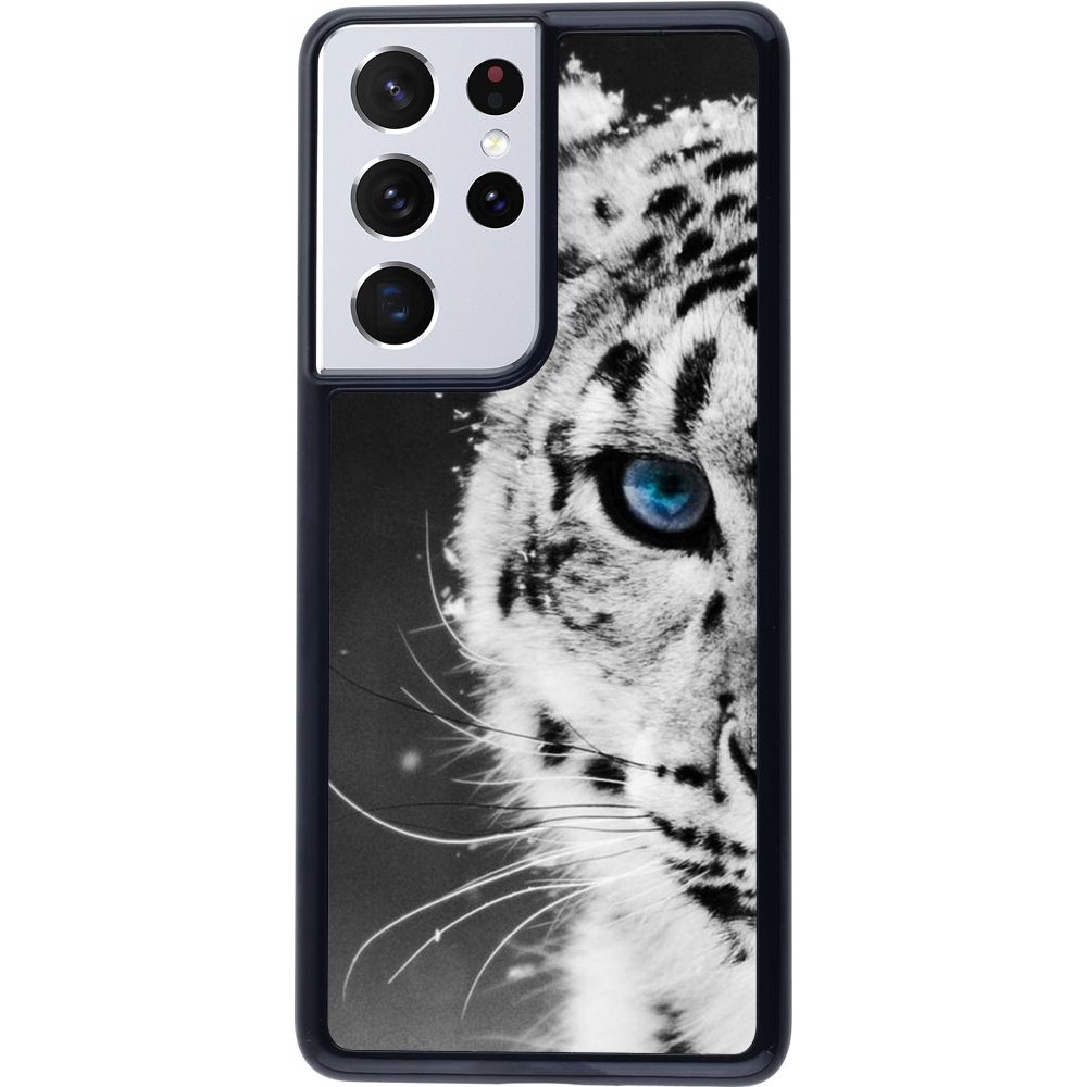 Hülle Samsung Galaxy S21 Ultra 5G - White tiger blue eye