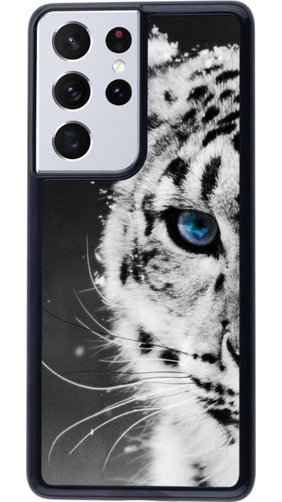 Hülle Samsung Galaxy S21 Ultra 5G - White tiger blue eye