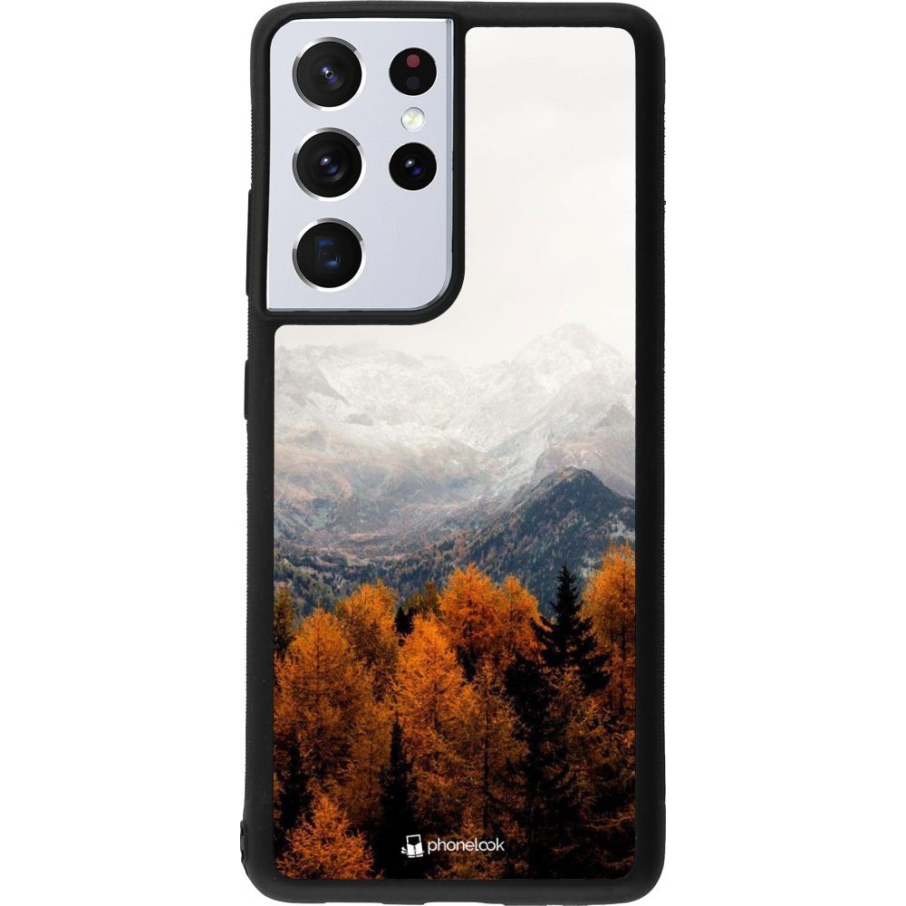 Coque Samsung Galaxy S21 Ultra 5G - Silicone rigide noir Autumn 21 Forest Mountain