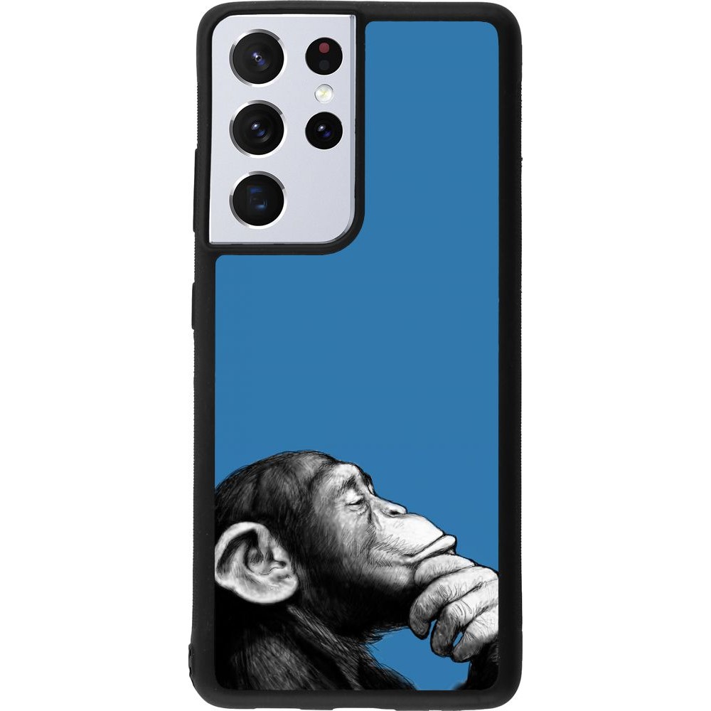 Coque Samsung Galaxy S21 Ultra 5G - Silicone rigide noir Monkey Pop Art