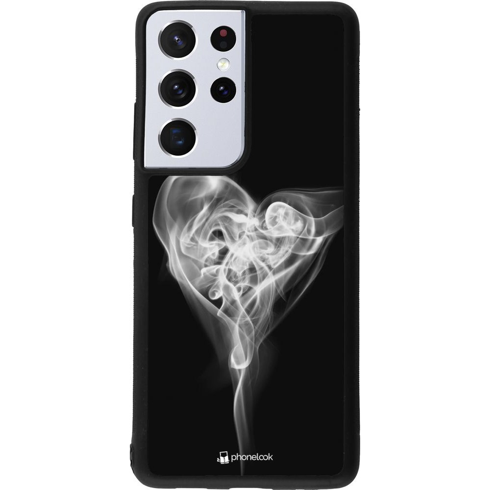 Coque Samsung Galaxy S21 Ultra 5G - Silicone rigide noir Valentine 2022 Black Smoke