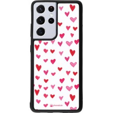 Coque Samsung Galaxy S21 Ultra 5G - Silicone rigide noir Valentine 2022 Many pink hearts