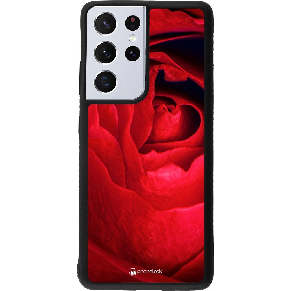Hülle Samsung Galaxy S21 Ultra 5G - Silikon schwarz Valentine 2022 Rose