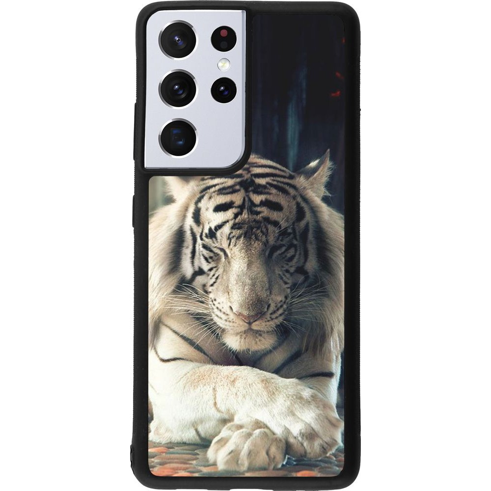 Hülle Samsung Galaxy S21 Ultra 5G - Silikon schwarz Zen Tiger