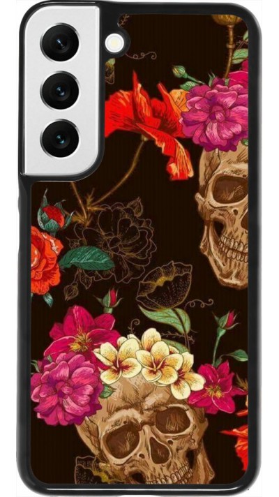 Coque Samsung Galaxy S22 - Skulls and flowers
