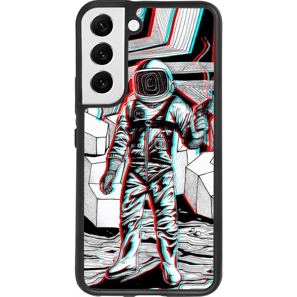 Coque Samsung Galaxy S22 - Silicone rigide noir Anaglyph Astronaut