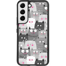 Coque Samsung Galaxy S22 - Silicone rigide noir Chats gris troupeau