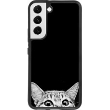 Coque Samsung Galaxy S22 - Silicone rigide noir Cat Looking Up Black