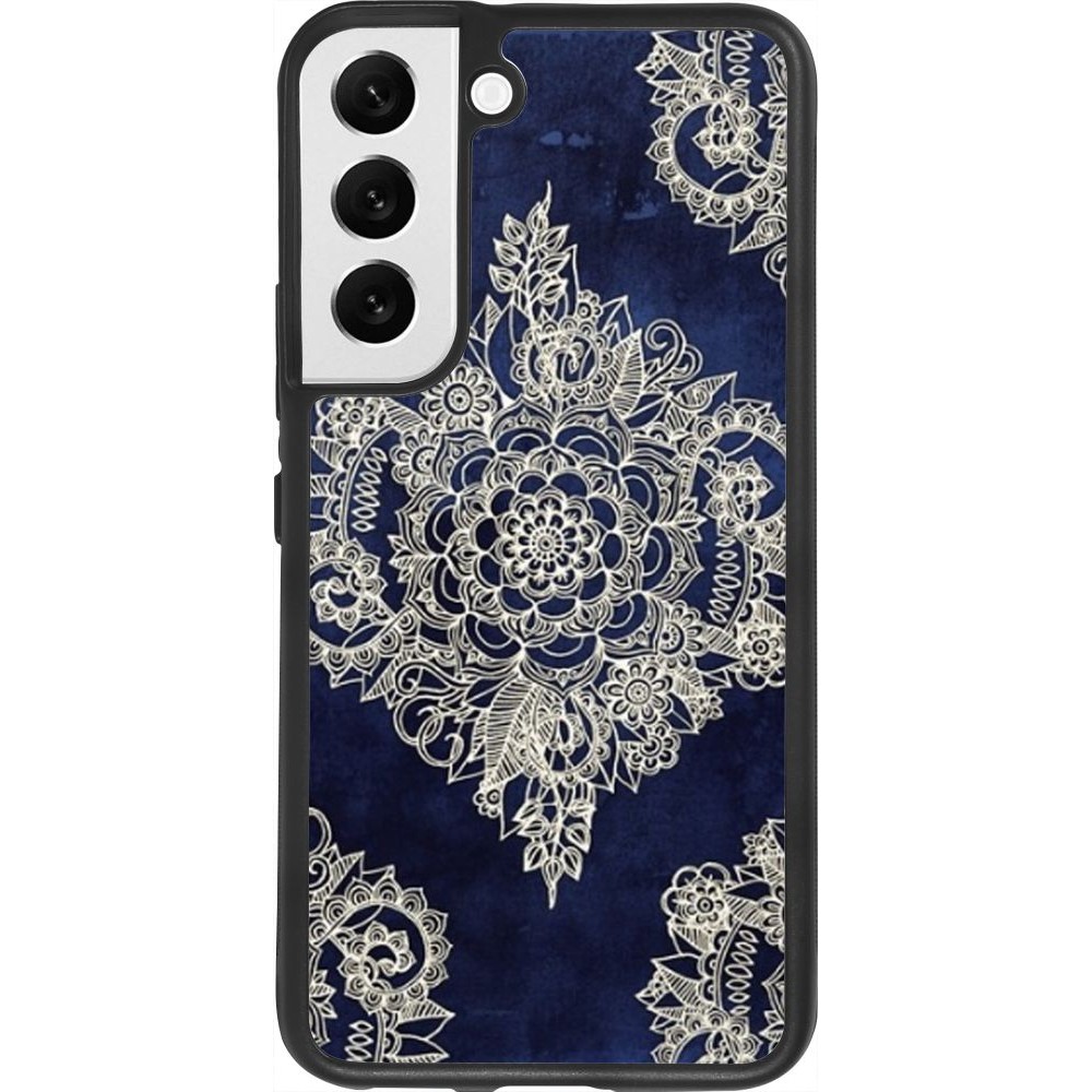 Coque Samsung Galaxy S22 - Silicone rigide noir Cream Flower Moroccan