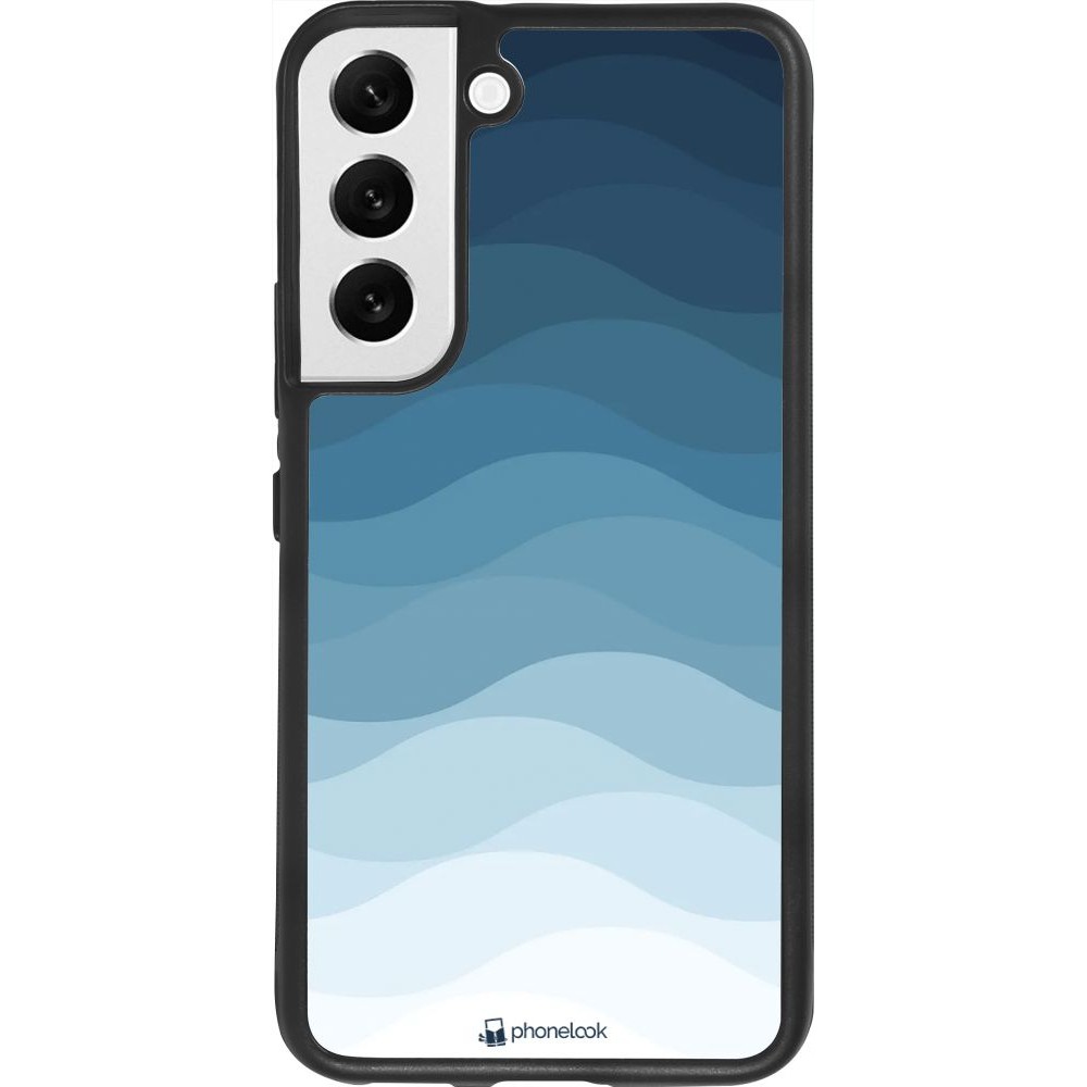 Hülle Samsung Galaxy S22 - Silikon schwarz Flat Blue Waves