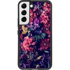Coque Samsung Galaxy S22 - Silicone rigide noir Flowers Dark