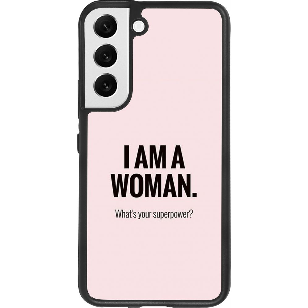 Coque Samsung Galaxy S22 - Silicone rigide noir I am a woman