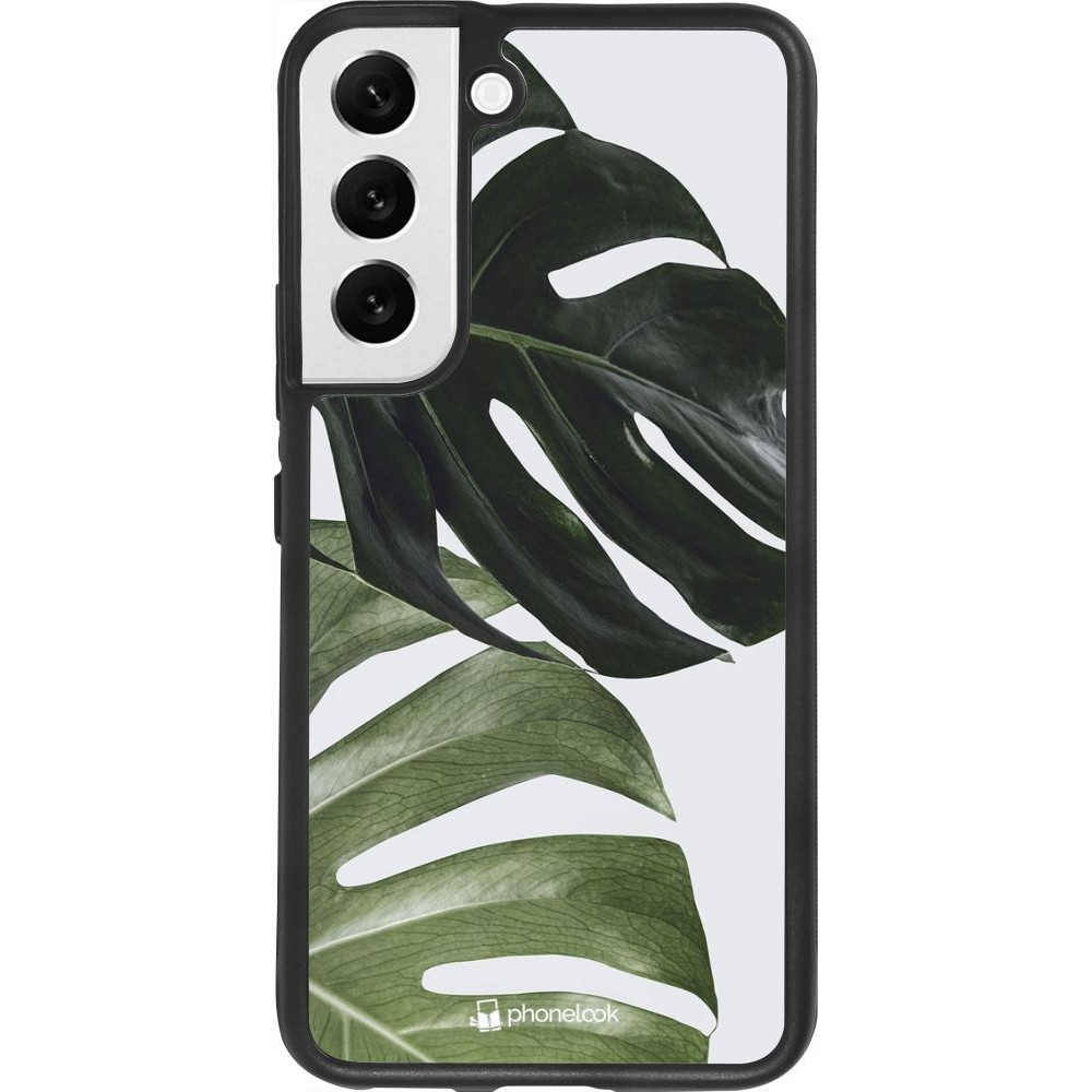 Hülle Samsung Galaxy S22 - Silikon schwarz Monstera Plant