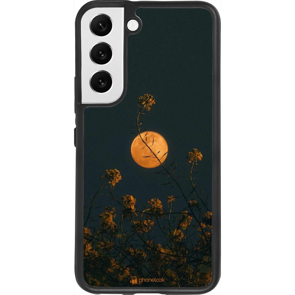 Coque Samsung Galaxy S22 - Silicone rigide noir Moon Flowers