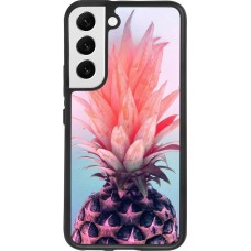 Coque Samsung Galaxy S22 - Silicone rigide noir Purple Pink Pineapple