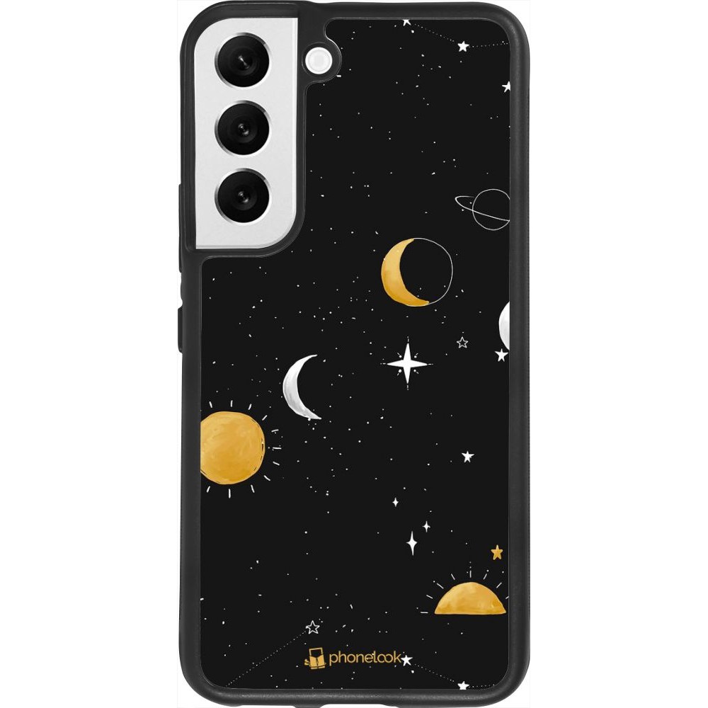 Coque Samsung Galaxy S22 - Silicone rigide noir Space Vect- Or