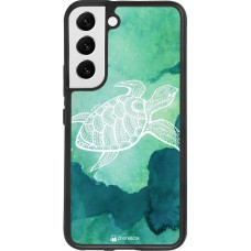 Coque Samsung Galaxy S22 - Silicone rigide noir Turtle Aztec Watercolor