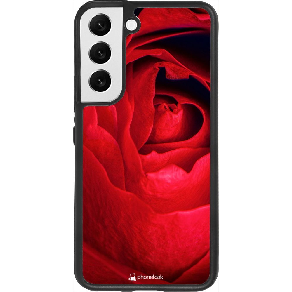 Coque Samsung Galaxy S22 - Silicone rigide noir Valentine 2022 Rose