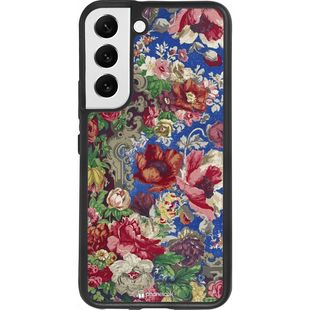 Coque Samsung Galaxy S22 - Silicone rigide noir Vintage Art Flowers