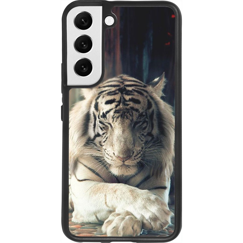 Coque Samsung Galaxy S22 - Silicone rigide noir Zen Tiger