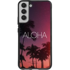 Coque Samsung Galaxy S22+ - Silicone rigide noir Aloha Sunset Palms