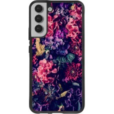 Coque Samsung Galaxy S22+ - Silicone rigide noir Flowers Dark