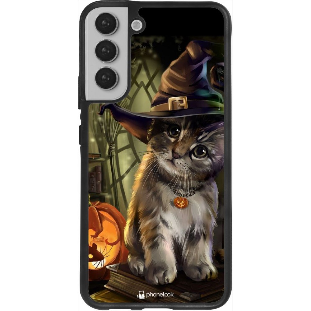 Coque Samsung Galaxy S22+ - Silicone rigide noir Halloween 21 Witch cat