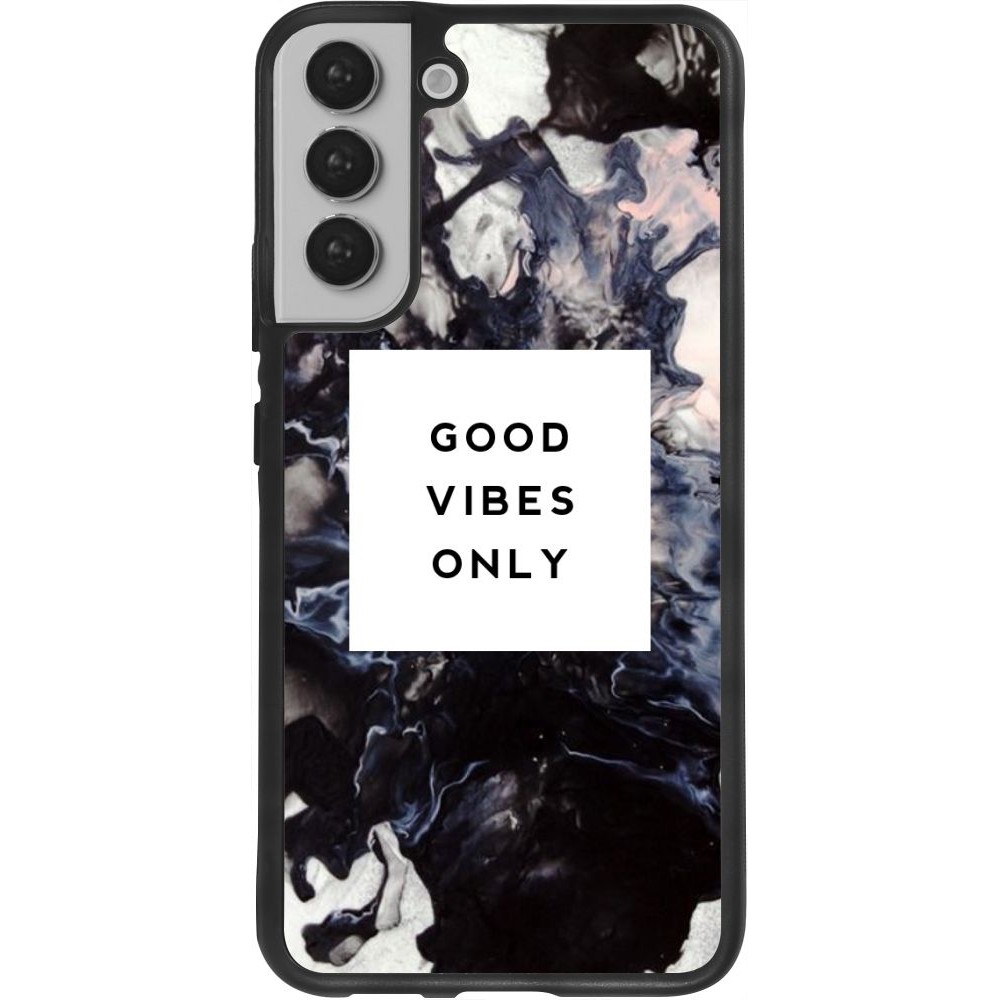 Coque Samsung Galaxy S22+ - Silicone rigide noir Marble Good Vibes Only