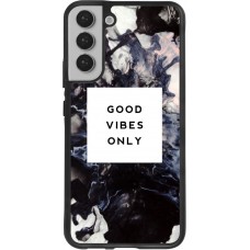 Coque Samsung Galaxy S22+ - Silicone rigide noir Marble Good Vibes Only