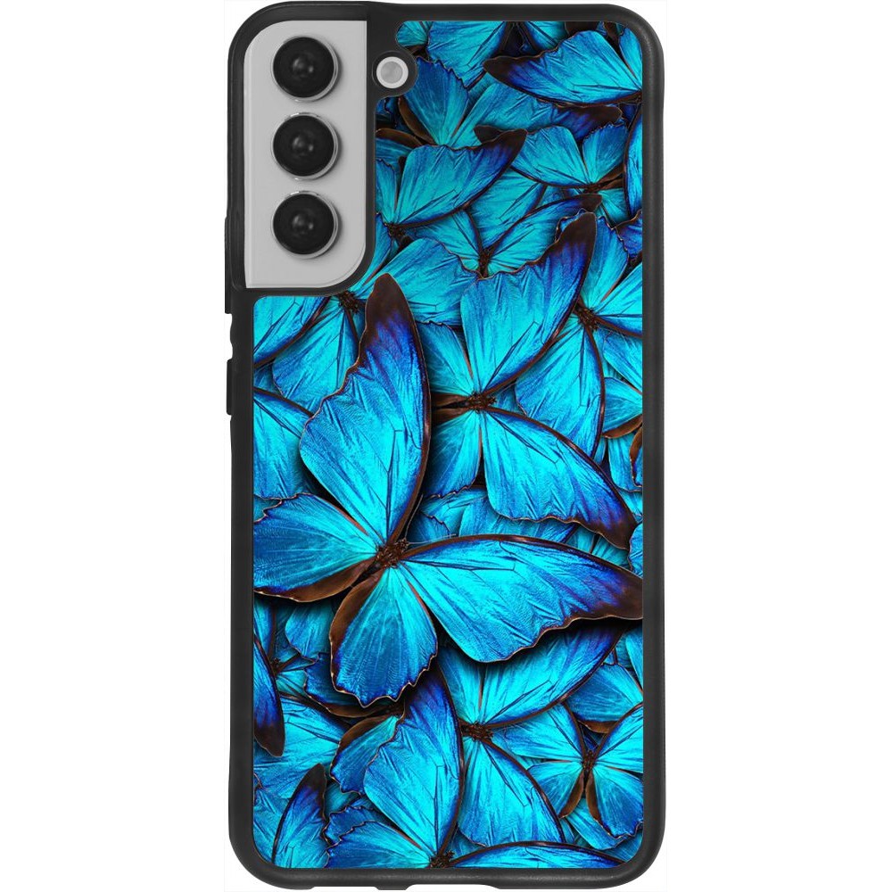 Hülle Samsung Galaxy S22+ - Silikon schwarz Papillon - Bleu