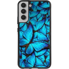 Hülle Samsung Galaxy S22+ - Silikon schwarz Papillon - Bleu