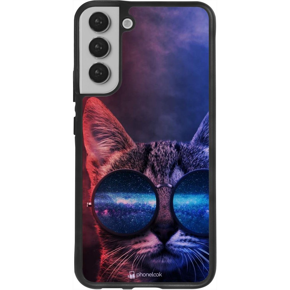 Coque Samsung Galaxy S22+ - Silicone rigide noir Red Blue Cat Glasses