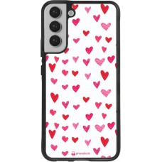 Coque Samsung Galaxy S22+ - Silicone rigide noir Valentine 2022 Many pink hearts