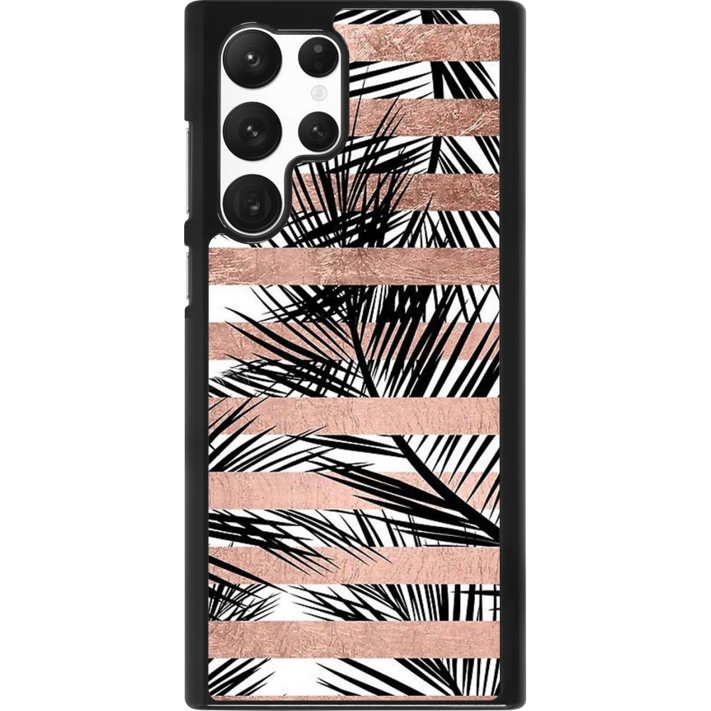 Coque Samsung Galaxy S22 Ultra - Palm trees gold stripes