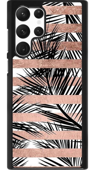 Hülle Samsung Galaxy S22 Ultra - Palm trees gold stripes