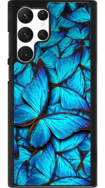 Coque Samsung Galaxy S22 Ultra - Papillon - Bleu