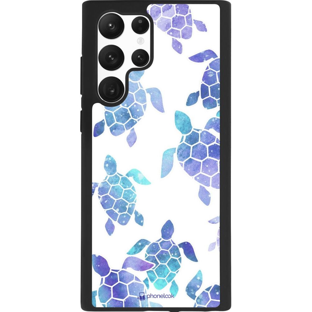 Coque Samsung Galaxy S22 Ultra - Silicone rigide noir Turtles pattern watercolor