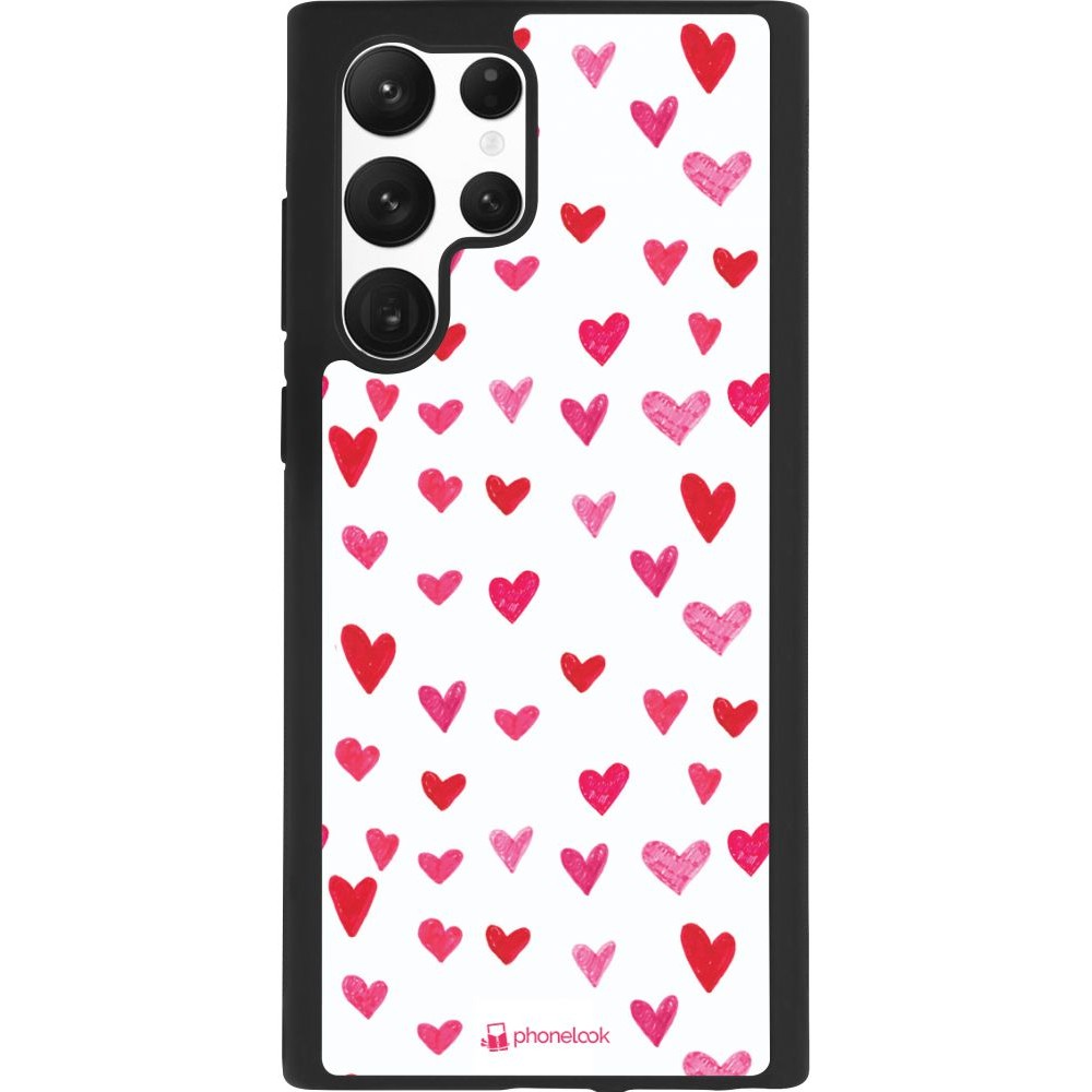 Hülle Samsung Galaxy S22 Ultra - Silikon schwarz Valentine 2022 Many pink hearts