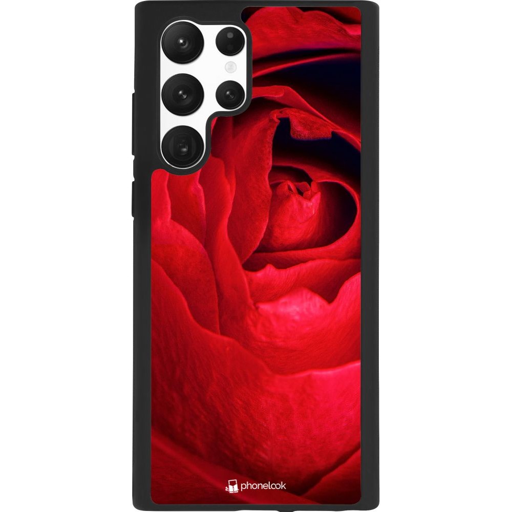 Coque Samsung Galaxy S22 Ultra - Silicone rigide noir Valentine 2022 Rose