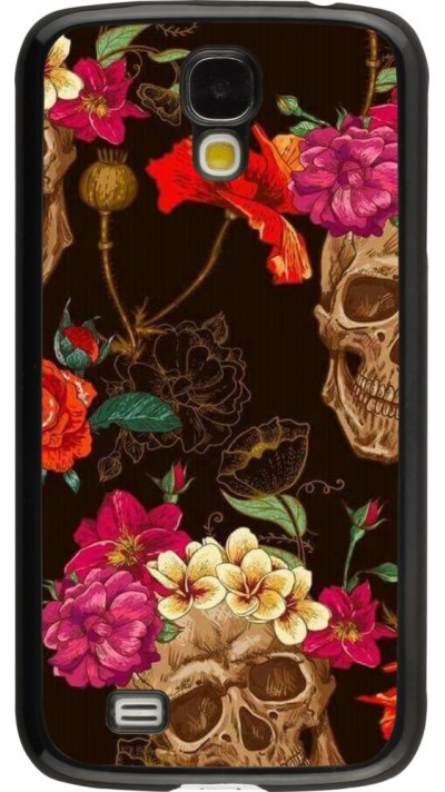 Hülle Samsung Galaxy S4 - Skulls and flowers