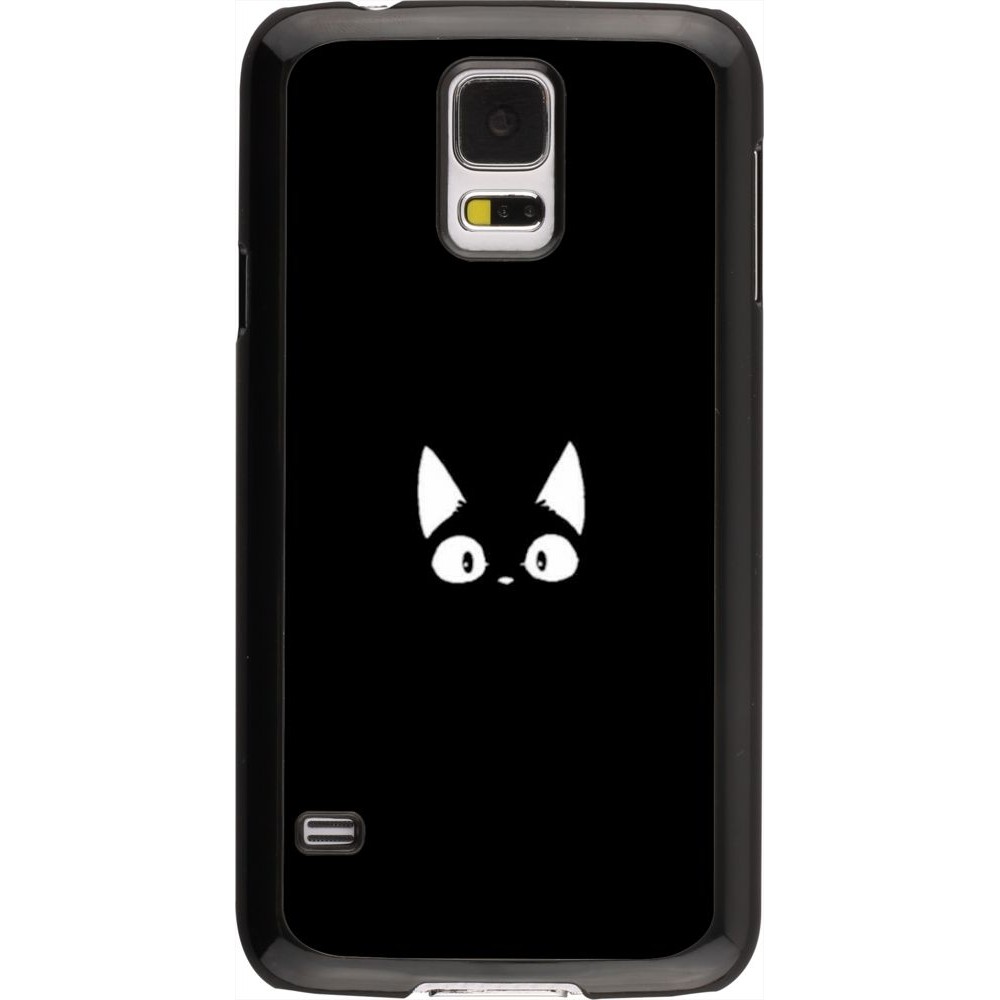 Coque Samsung Galaxy S5 - Funny cat on black