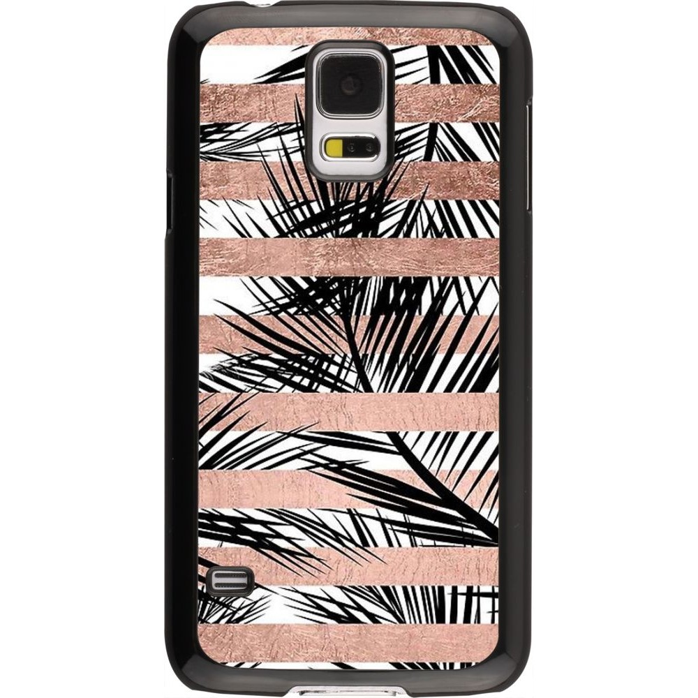 Hülle Samsung Galaxy S5 - Palm trees gold stripes