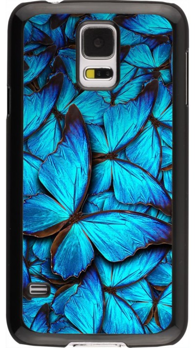 Coque Samsung Galaxy S5 - Papillon - Bleu