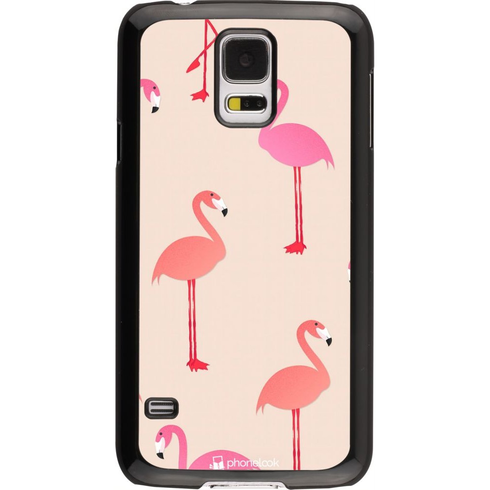 Hülle Samsung Galaxy S5 - Pink Flamingos Pattern