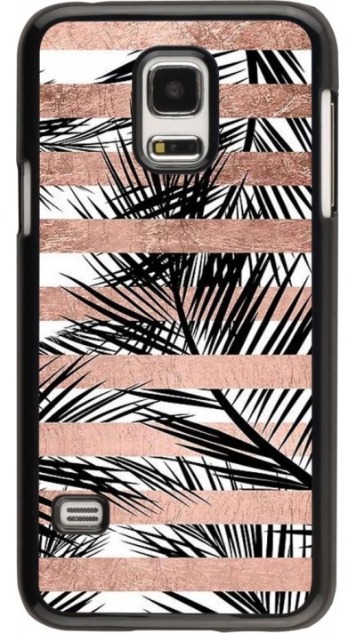 Hülle Samsung Galaxy S5 Mini - Palm trees gold stripes