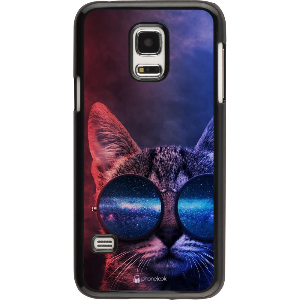 Hülle Samsung Galaxy S5 Mini - Red Blue Cat Glasses