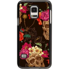 Hülle Samsung Galaxy S5 Mini - Skulls and flowers