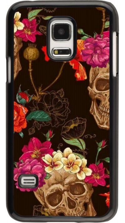 Hülle Samsung Galaxy S5 Mini - Skulls and flowers