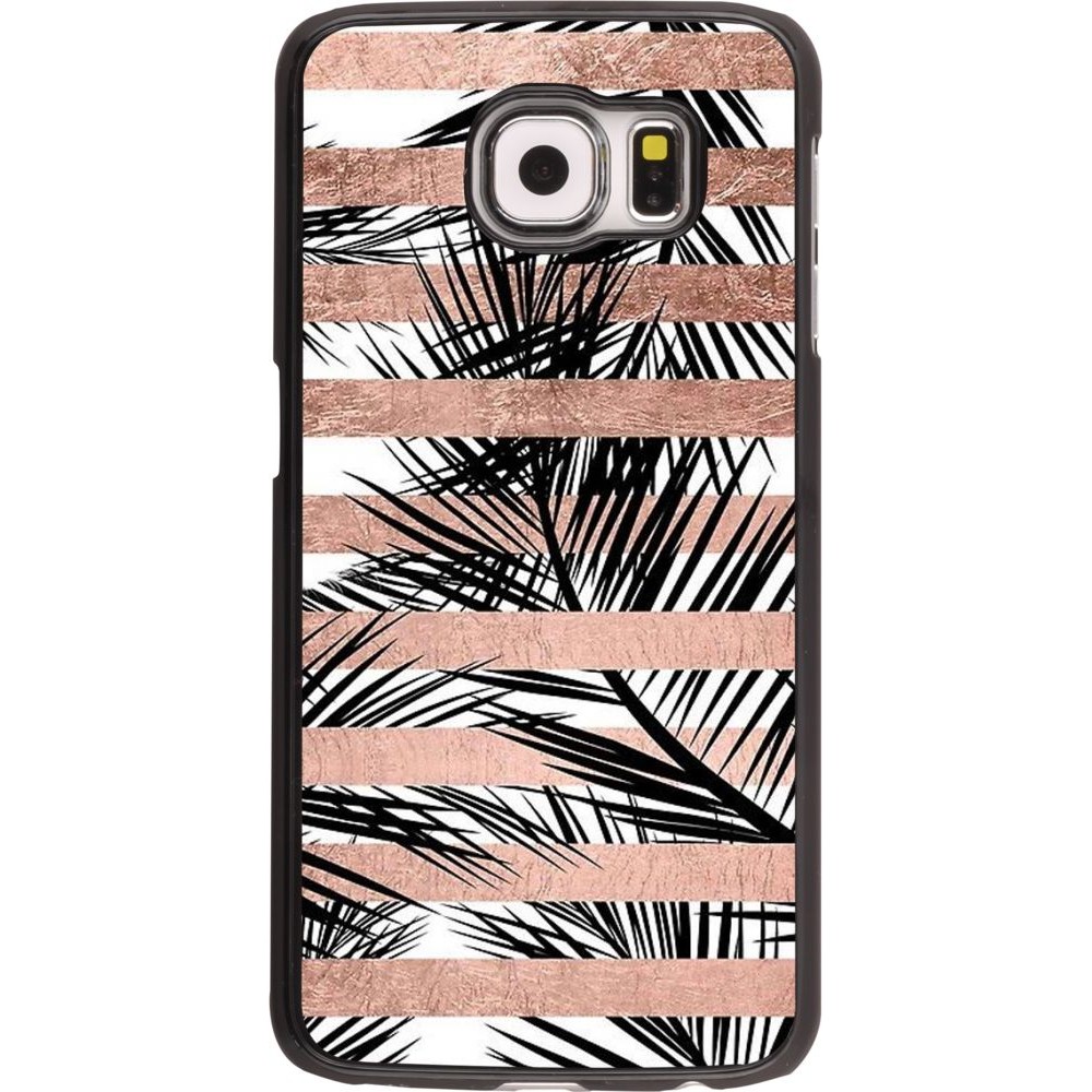 Coque Samsung Galaxy S6 - Palm trees gold stripes